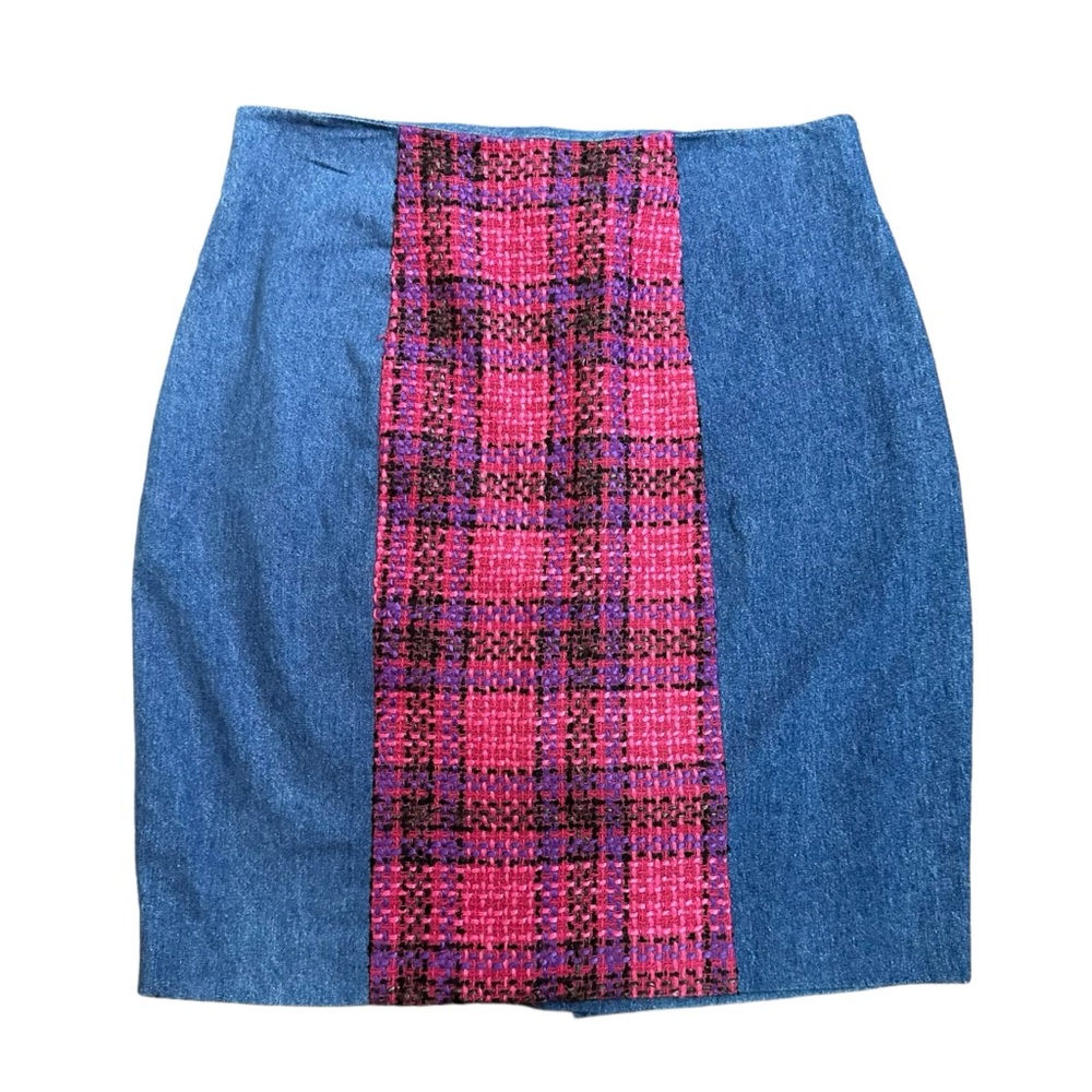 Vintage Eisen Atlelier tweed /denim mini skirt size 14